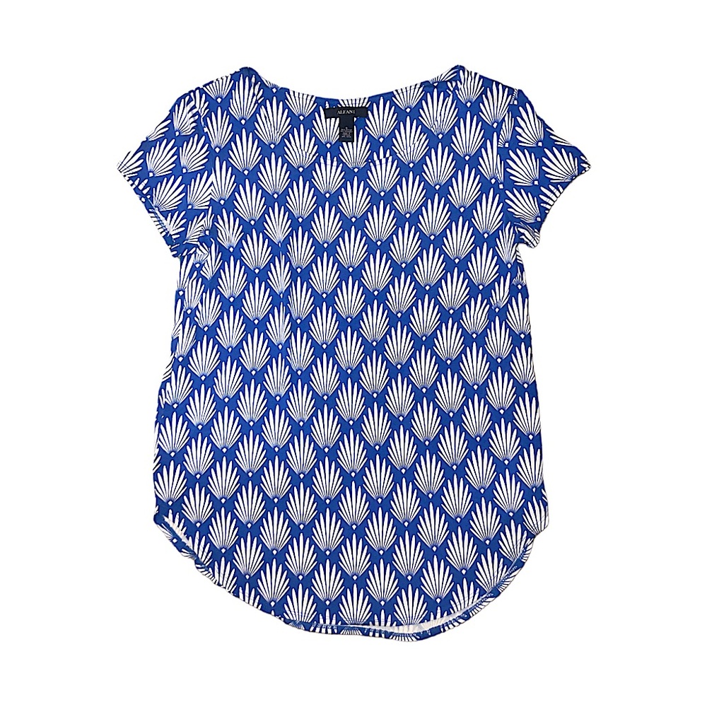 blue & white pattern ALFANI short sleeve top